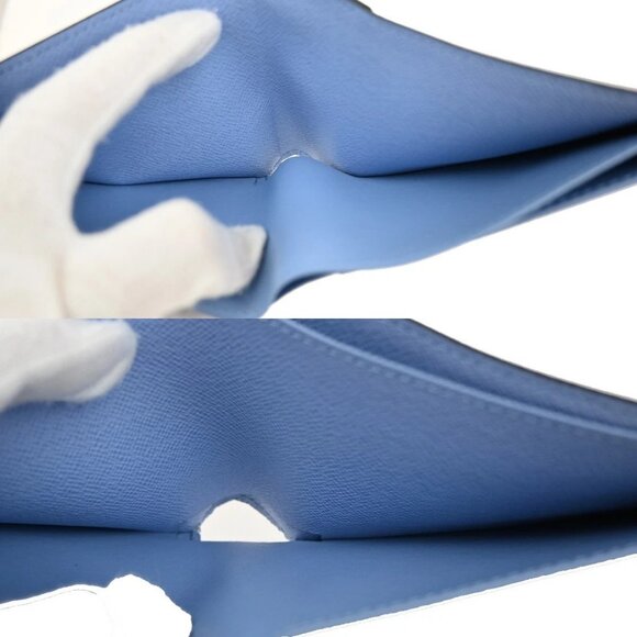 LOUIS VUITTON Multiple Taigarama Monogram Leather Bifold Wallet Skyblue - Picture 7 of 11